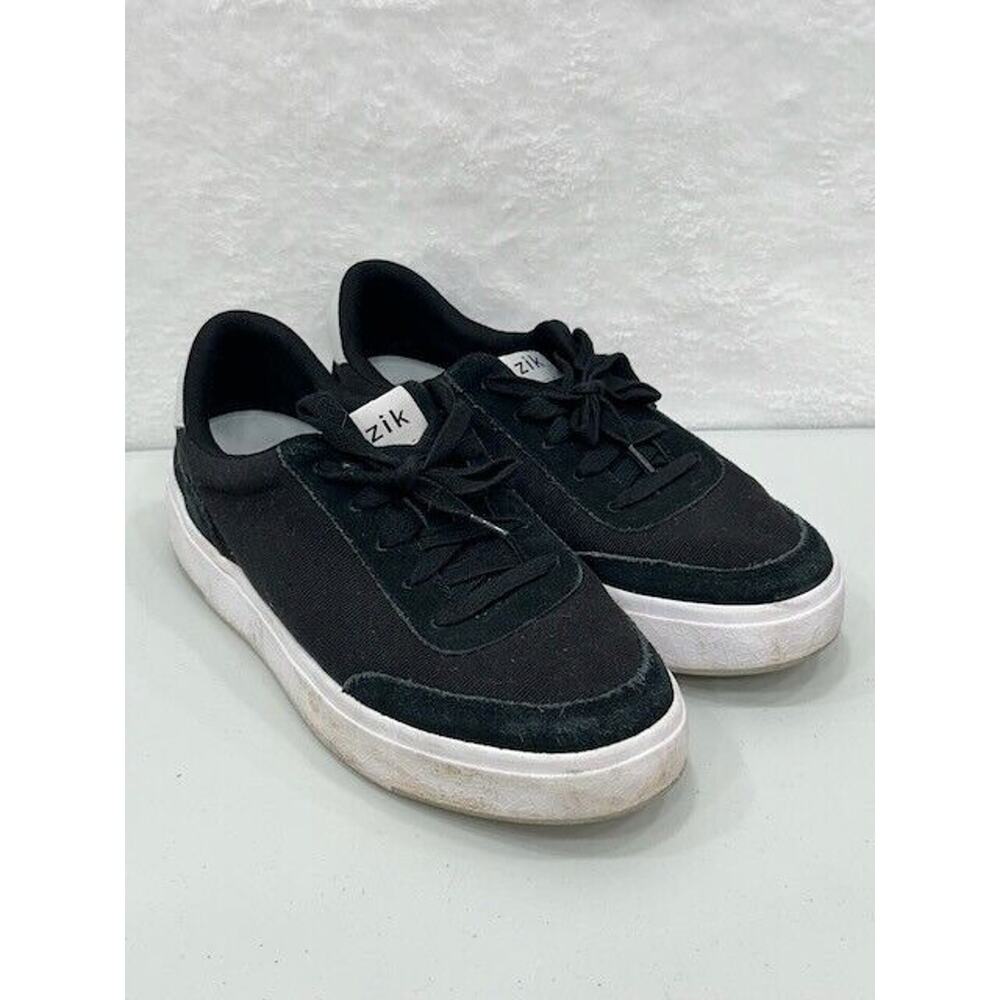 Kizik Sneaker Shoes Low Top Lace Up Canvas Suede Leather Black Mens 6.5 Womens 8